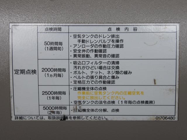 175624 レシプロコンプレッサー アネスト岩田 2000 TFP07-10の写真15