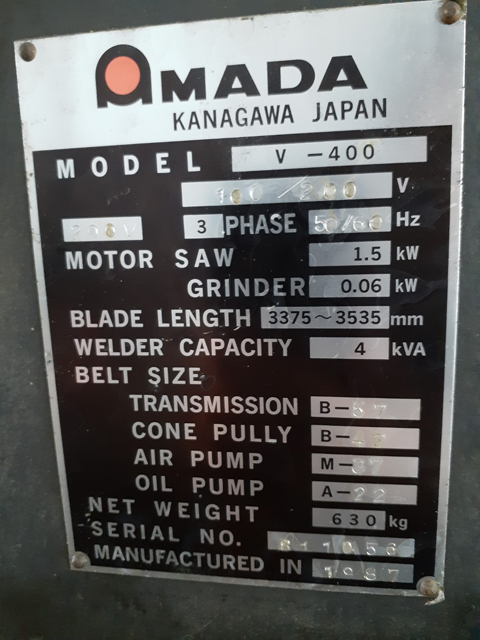 204379 コンターマシン アマダ 1987 V-400の写真4